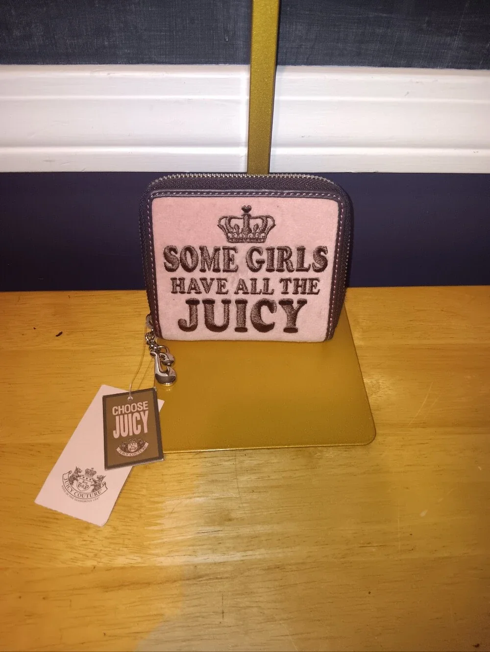 Juicy Couture Vintage Y2k Pink Velour Small Zippy Wallet With Tags